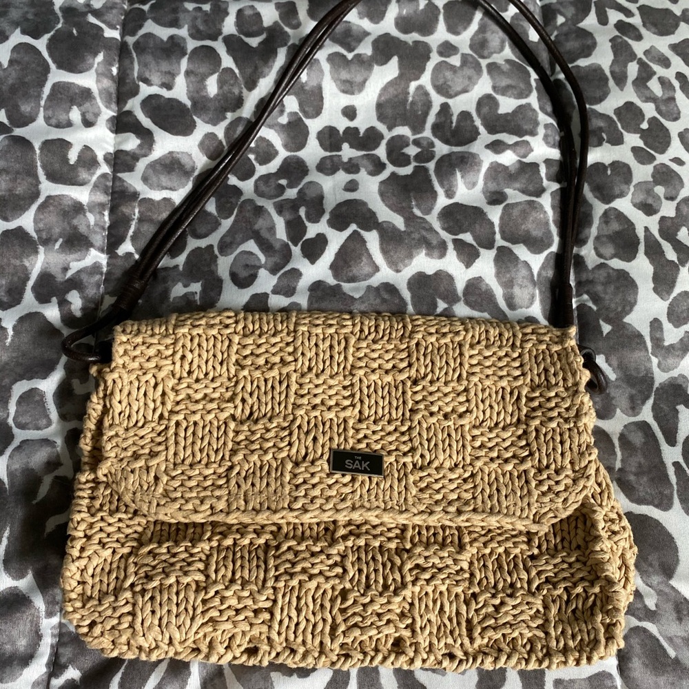 The Sak Tan Woven Shoulder Bag